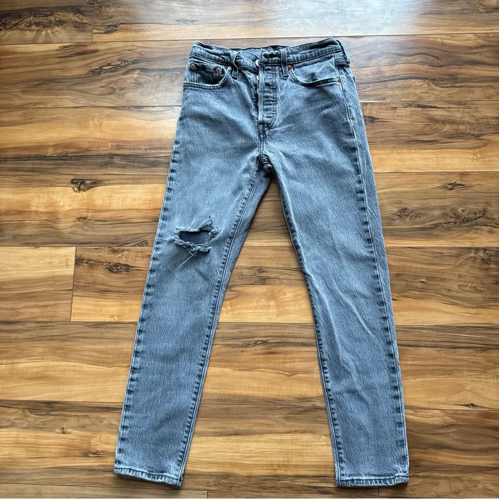 Levi’s 501 Skinny Washed Grey High Rise Denim Jeans - Picture 1 of 15